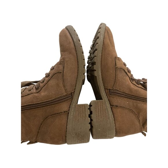 Steve Madden Big Girls size 3 Brown Faux Suede Fur Lining Ankle Boots  shoes - Picture 5 of 7